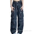 Loose Baggy 6 Pocket Stacked Cargo Jeans